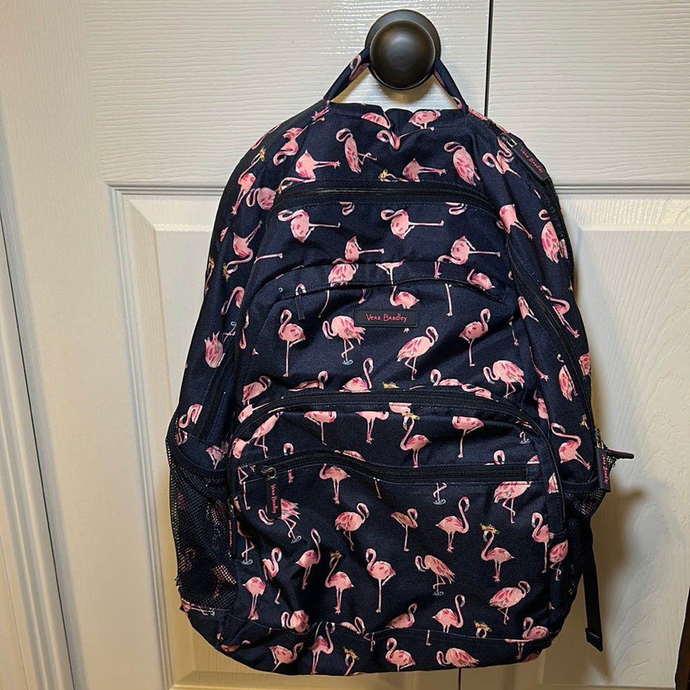 Vera Bradley Navy and Pink Flamingo Bookbag
